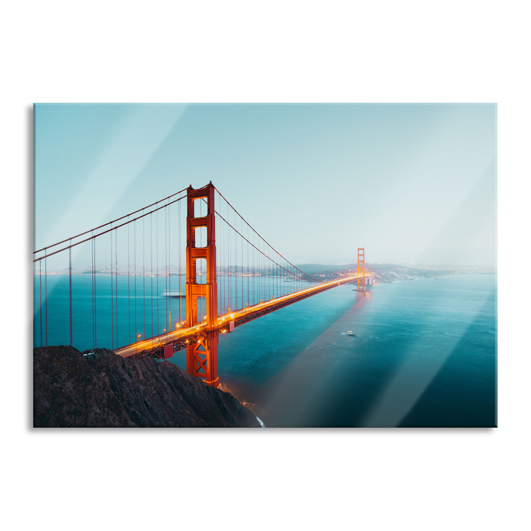 Glasbild | Wandbild Auf Echtglas | Golden Gate Bridge In Der Abenddämmerung LFy17644