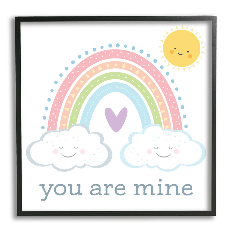 «You Are Mine Expression», souriant nuage soleil arc-en-ciel - peinture, H 24 po x l 24 po x P 1,5 po