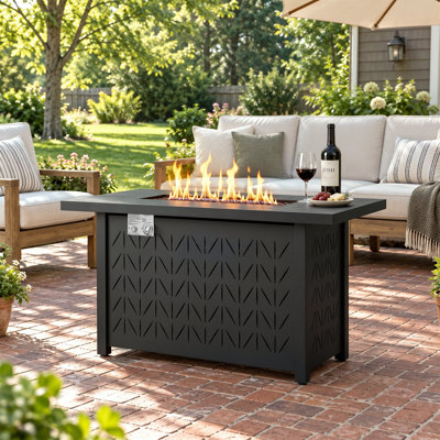 Table de foyer d'extérieur au propane pour patio et cour arrière, 50 000 BTU de sortie de chaleur, équipée d'un réservoir, d'un pare-vent et d'une housse imperméable