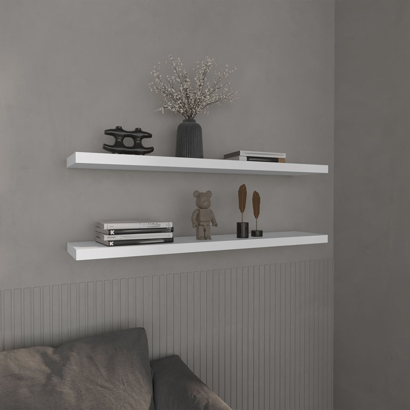 Benessa 2 Piece Floating Shelf, 3.8cm H x 120xm W x 25cm D, White