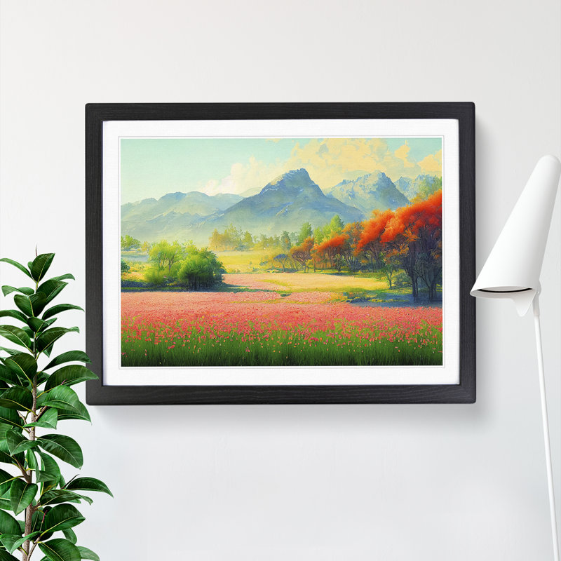 Spring Mountain View - Framed Print, Black, 34cm H x 46cm W x 2cm D