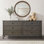 Commode double en bois Victoria, brun antique, 6 tiroirs