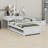 L-Shaped Platform Bed With Trundle And Drawers Linked With Built-In Desk-106407684