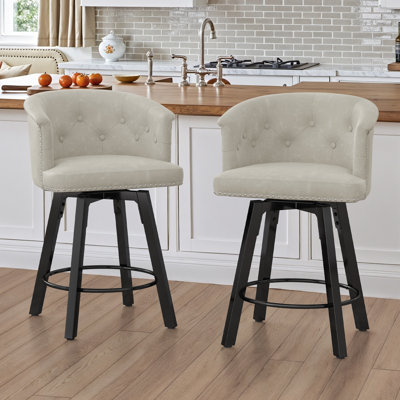 Swivel Upholstered Counter Stool With Metal Frame