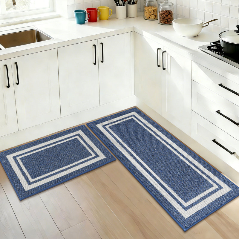 Tapis de cuisine Caylon avec envers antidérapant, tapis de cuisine 2 pièces super absorbants et lavables à la machine - Tapis résistant à la saleté pour la cuisine, la salle de lavage et l'entrée