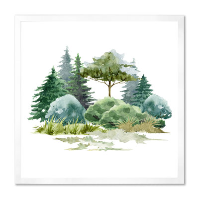 " Nature Forest Lawn, Trees Bush Glade, Grass II " Painting Print