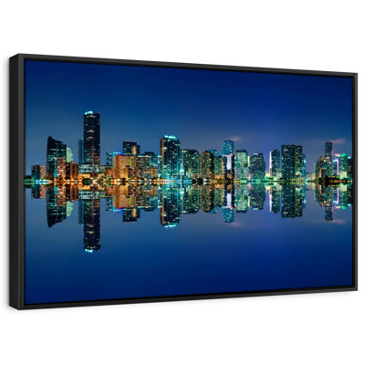 " Miami Night Skyline Wall Art "