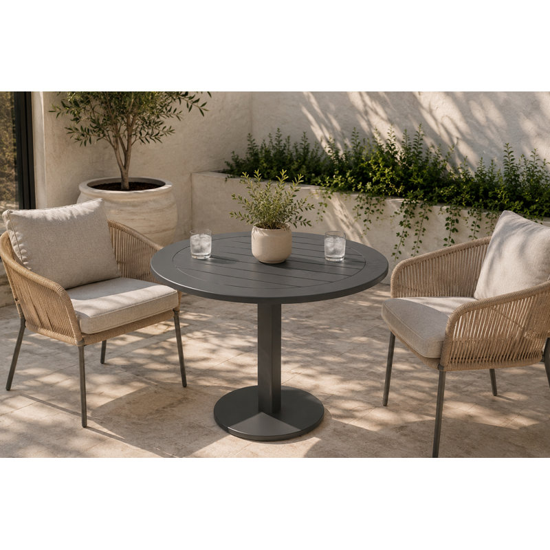 Sunset 30" Patio Dining Table, Gray, 30" H x 35" L x 35" D