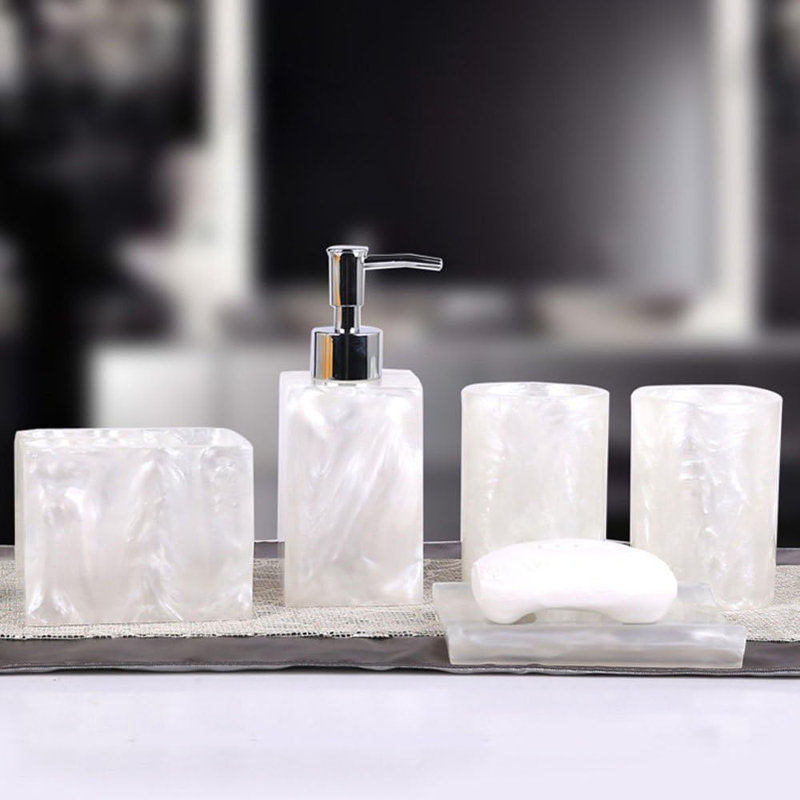 Five-piece bathroom accessory set