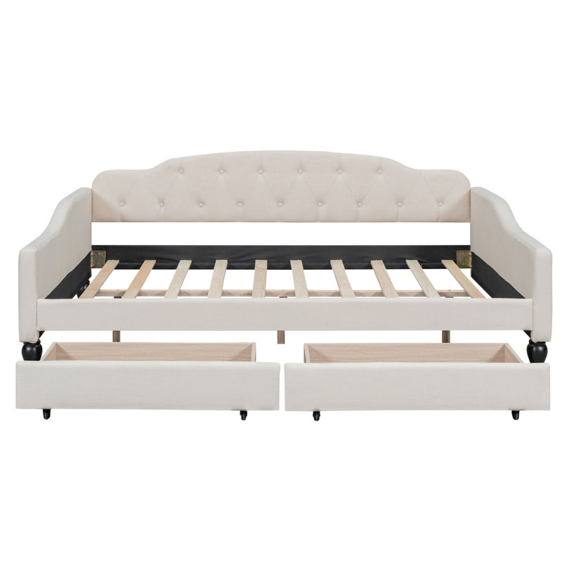 Upholsted Tufted Daybed With 2 Drawers