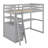 Twin Size Loft Bed With Desk And Shelves, Sturdy Wooden Loft Bed With Two Built-In Drawers And Ladder, High Lofts Beds With Safety Guardrail, Easy Assembly, No Box Spring Needed-1474712380