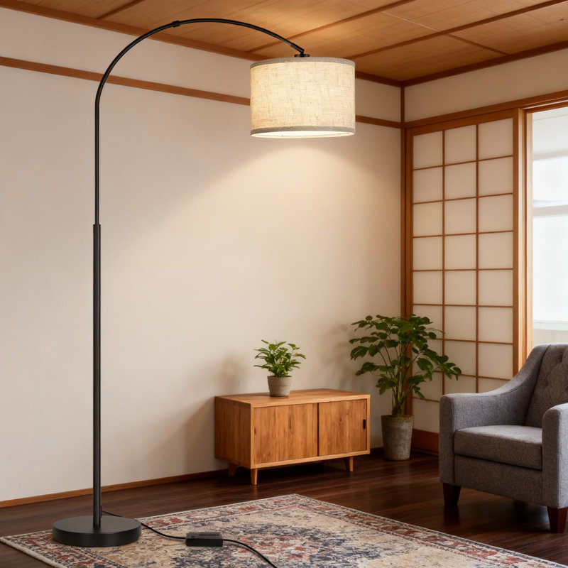 Lampe sur pied à arc moderne avec gradateur de pied, lampe de lecture réglable avec ampoule DEL 9 W, grande lampe sur pied pour le salon et la chambre à coucher