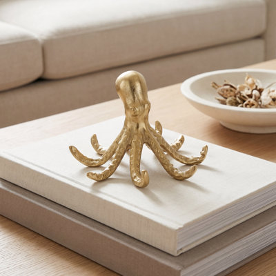 Tidal Reach Decorative Gold Octopus Sculpture (4.5-inch)