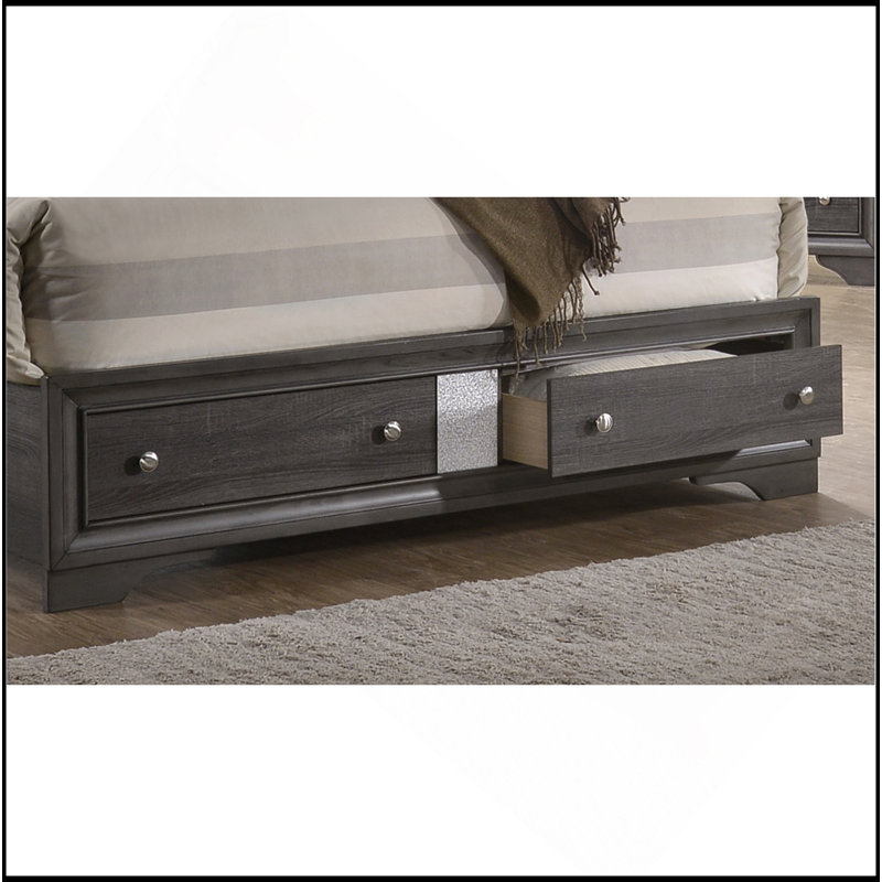 Lit standard avec rangement Minya, Très grand, Gris