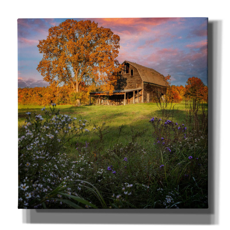 «Autumn Sunset By The Barn» par Rick Berk, art mural sur toile