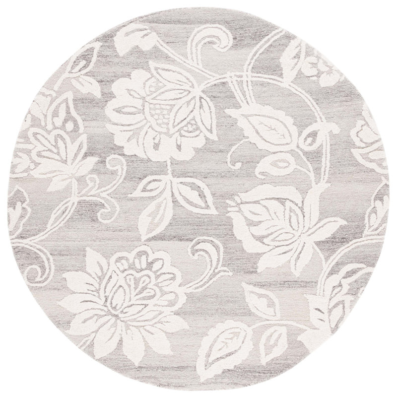 Tapis floral touffeté à la main Jardin, Rond 6 pi