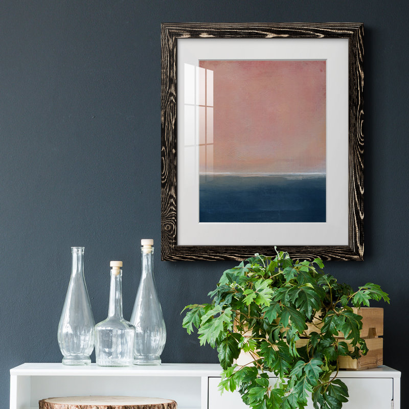 Coucher de soleil - reproduction encadrée de qualité supérieure - prête à être accrochée, H 20 po x l 17 po x P 1,5 po, Noir