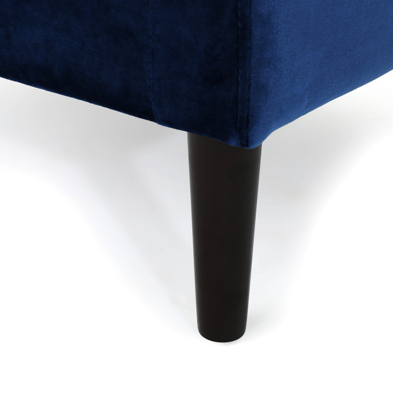 Boutonné en velours bleu marine, soutenu par un siège en velours de bois de bouleau élégant, boutonné, avec support sécuritaire
