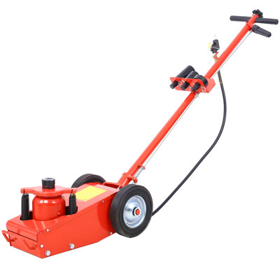 35 Ton Hydraulic Floor Jack Air-Operated Axle Bottle Jack With (4) Extension Saddle Set Built-In Wheels, Red
