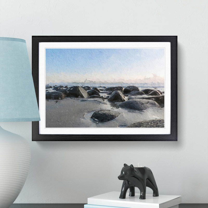 Lofoten Beach in Norway - Picture Frame Painting Print, Black Framed, 36cm H x 48cm W x 2cm D