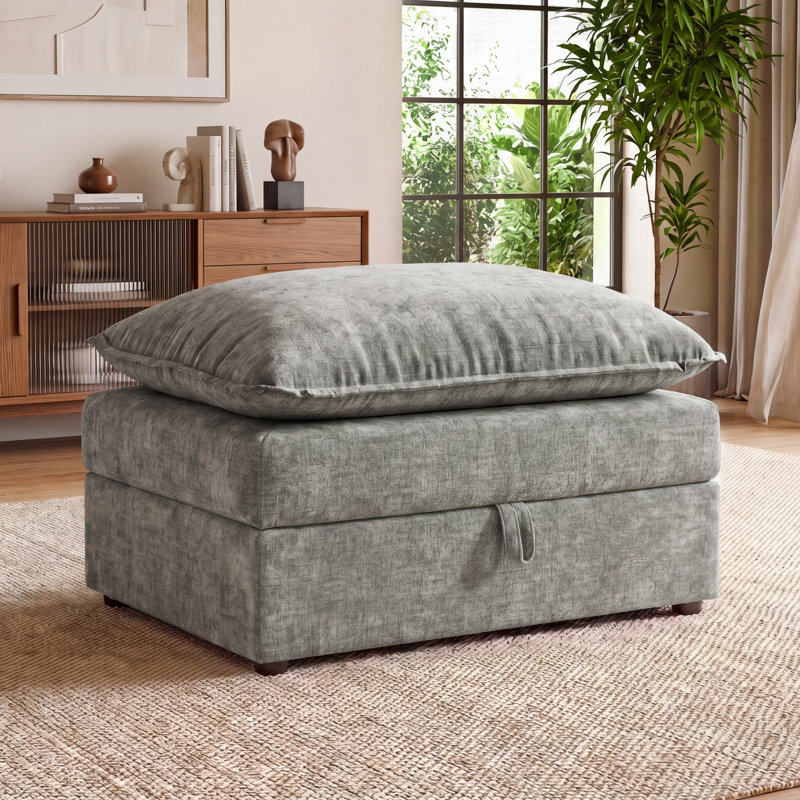 Repose-pieds avec rangement Espinoza, Gris chenille
