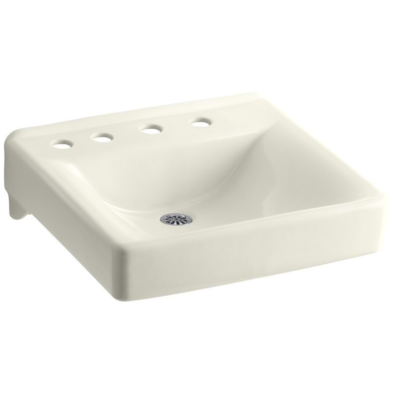 Soho Ceramic 20" Wall Mount Bathroom Sink, Biscuit
