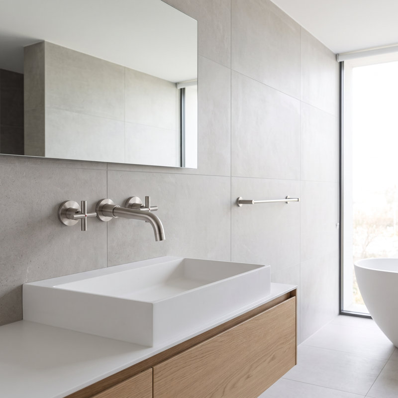 IVIGA Double-Handle Wall Mounted Bathroom Faucet for Sink, Brushed Nickel