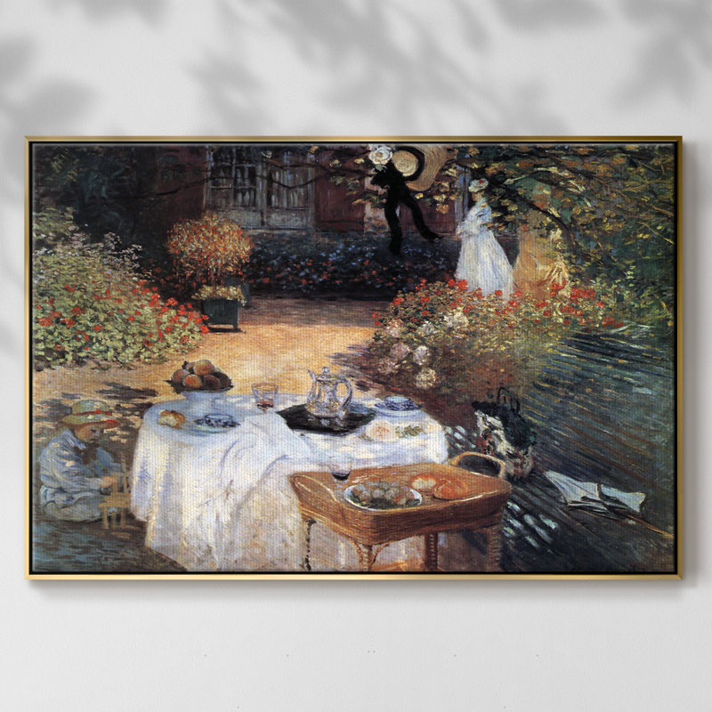 Le déjeuner encadré sur toile par Claude Monet, H 27 po x l 41 po x P 2 po, Or