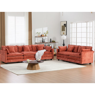 Modern Modular Living Room Set With Double-Layer Cushions