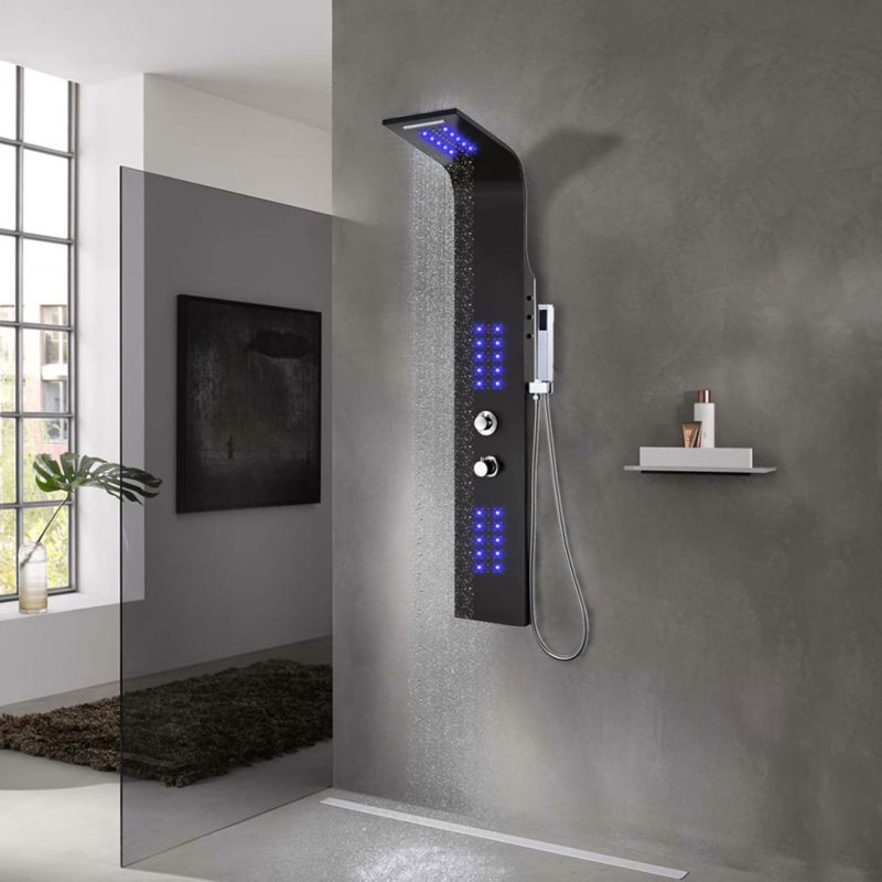 Maliana Shower Tower Panel, Black