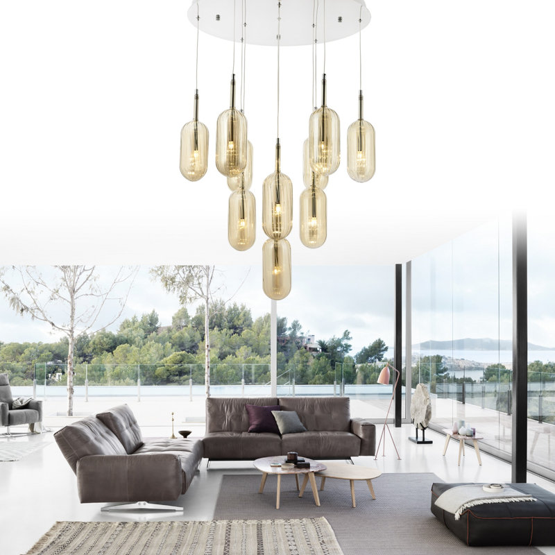 Luminaire suspendu cylindrique à 8 lumières