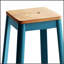 Tabouret de bar naturel et bleu sarcelle sans accoudoirs avec support pour plus de stabilité et de confort