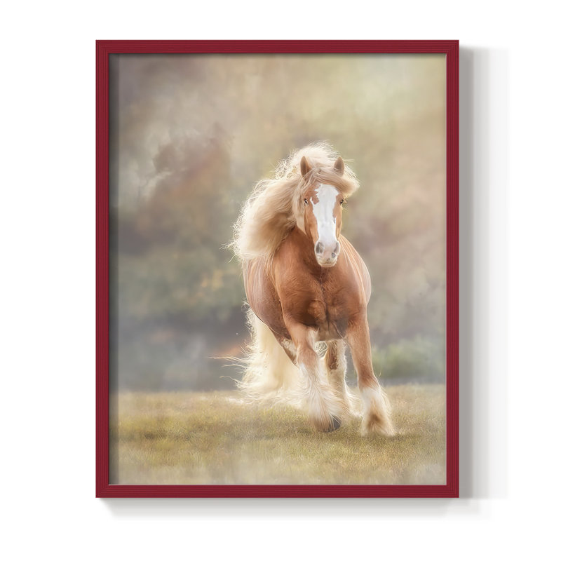 «Horse Motion VII», reproduction encadrée - bois massif, Rouge, H 10 po x l 8 po
