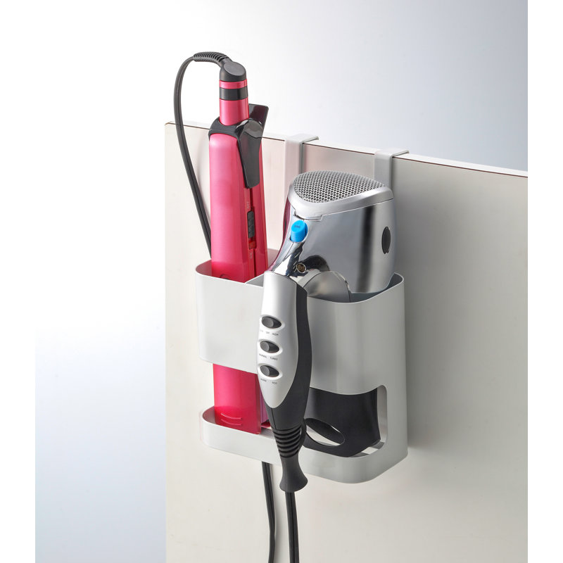 White Steel Beauty Appliance Holder with Compartments