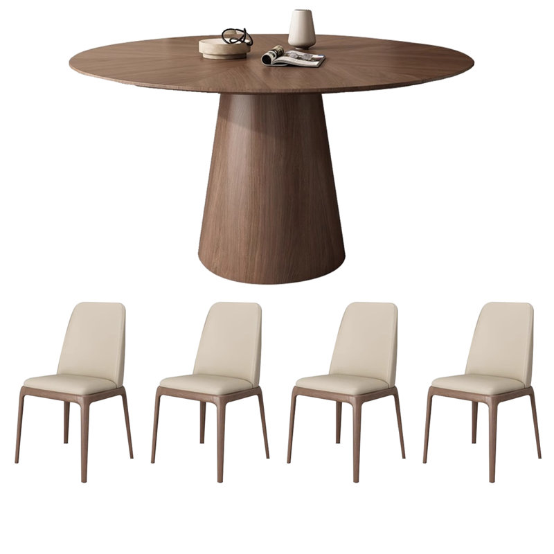 Ensemble de chaises de table rondes rétro françaises, H 29,52 po x L 53,14 po x l 53,14 po