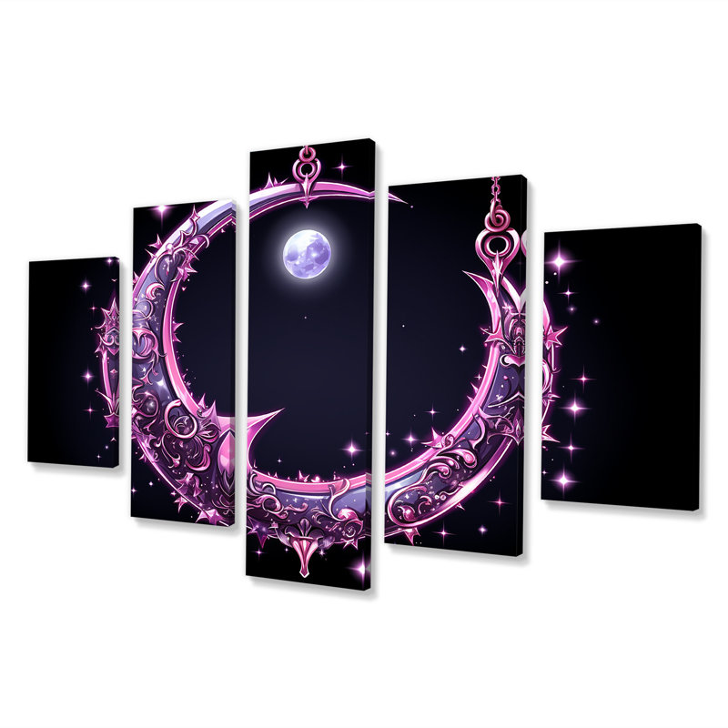 Lune mauve parsemée - ensemble de décorations murales multi-planètes
