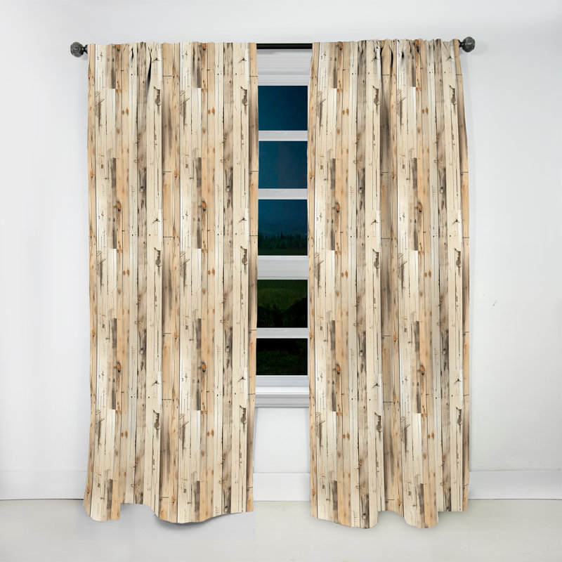 Meaghan Beige Rustic Wooden Panels County home - Vintage Velvet Curtain - Room Darkening - 1 panel, 52" W x 108" L
