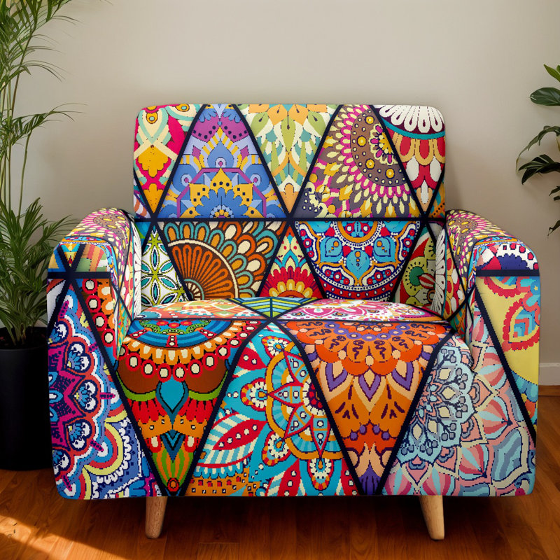 Housse extensible Boho Triangle Patchwork, H 40 po x l 91 po x P 39 po