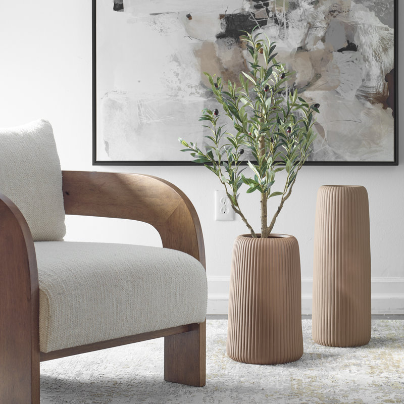Ridge Light Brown Vases, Set/2