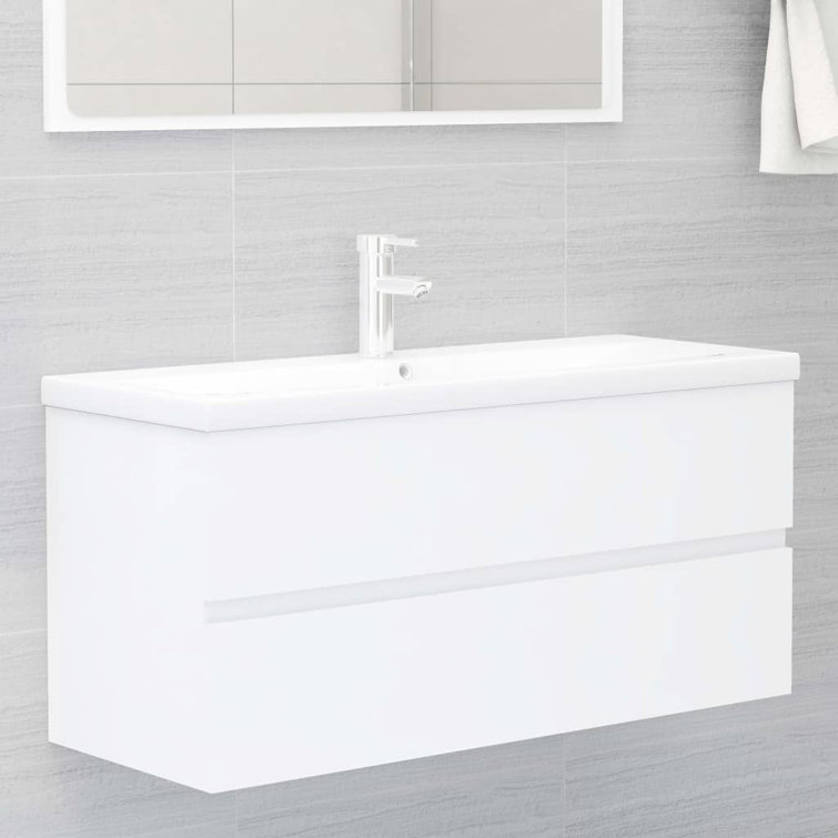 Ebern Designs Audreyonna 1000mm L x 385mm W Ceramic Rectangular Sink with Tap and Overflow