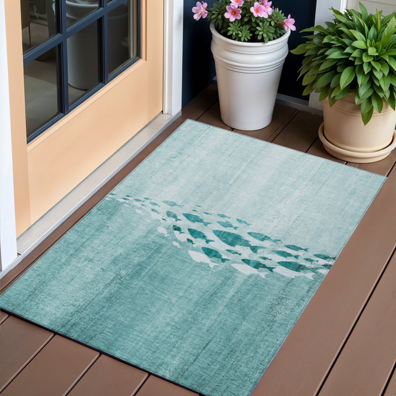 Tapis bleu sarcelle 3 pi x 5 pi bleu turquoise et ivoire