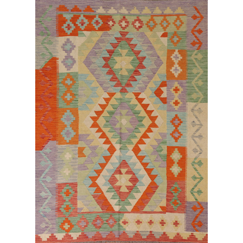 Reversible Wool Kilim Oriental Area Rug 5x7