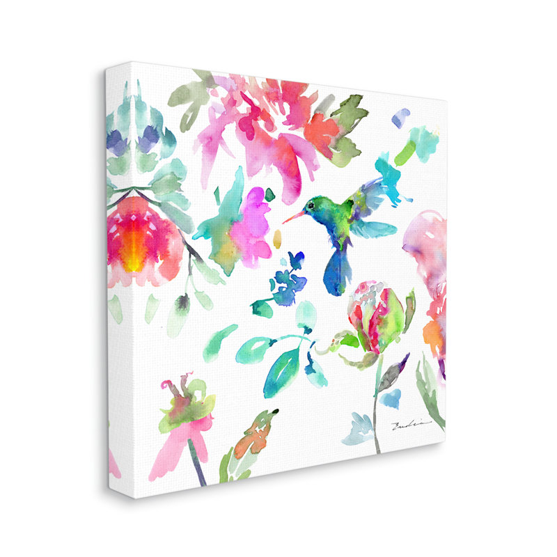 «Hummingbird Vivid Tree Blossoms» par Evelia Designs - impression sur toile tendue, H 17 po x l 17 po x P 1,5 po