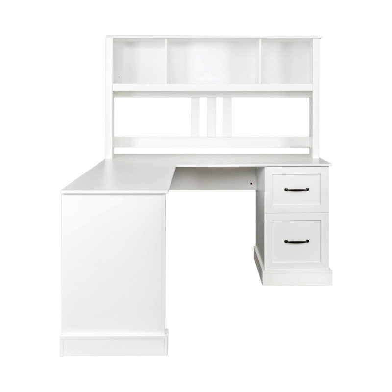 Bureau d'écriture, bureau à domicile, bureau d'ordinateur avec huche, Blanc