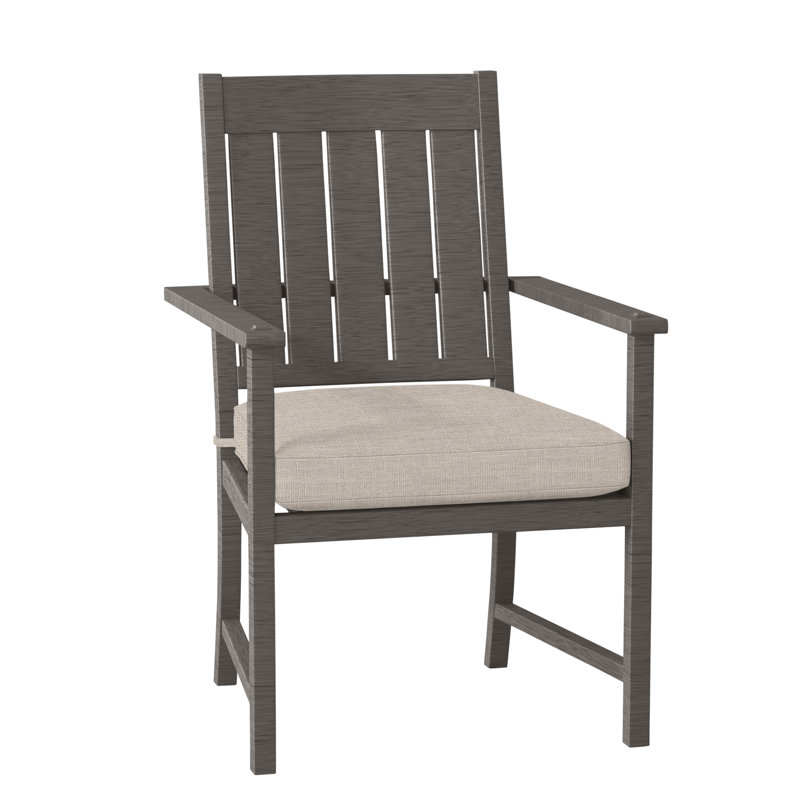 Chaise avec accoudoirs Croquet - gris ardoise, Pas de soudure, Lin Dove Sunbrella®, Gris ardoise