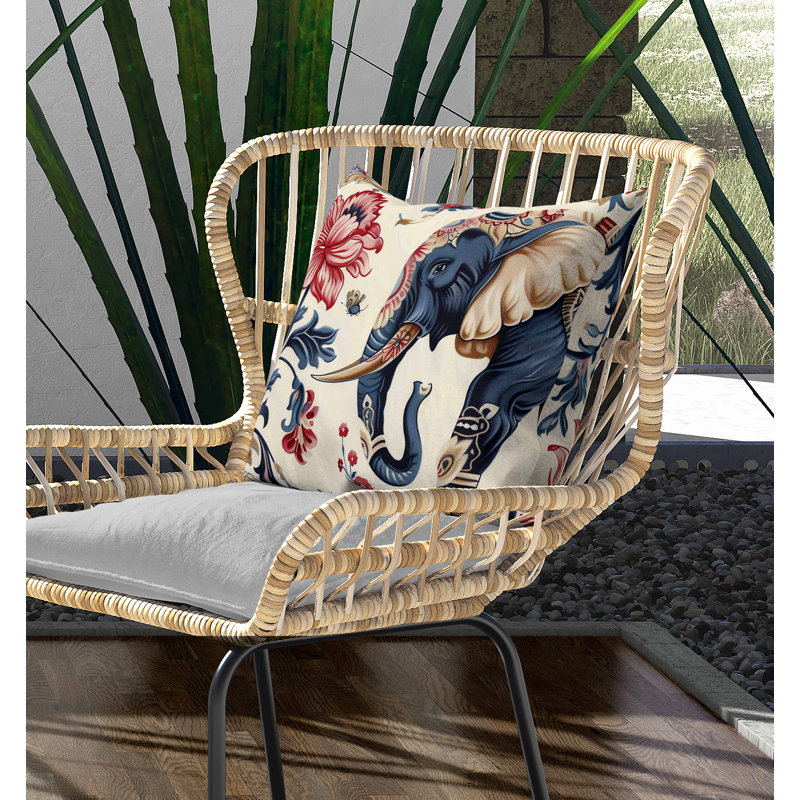 Coussin intérieur / extérieur Botanical Elephant, Carré 16 po