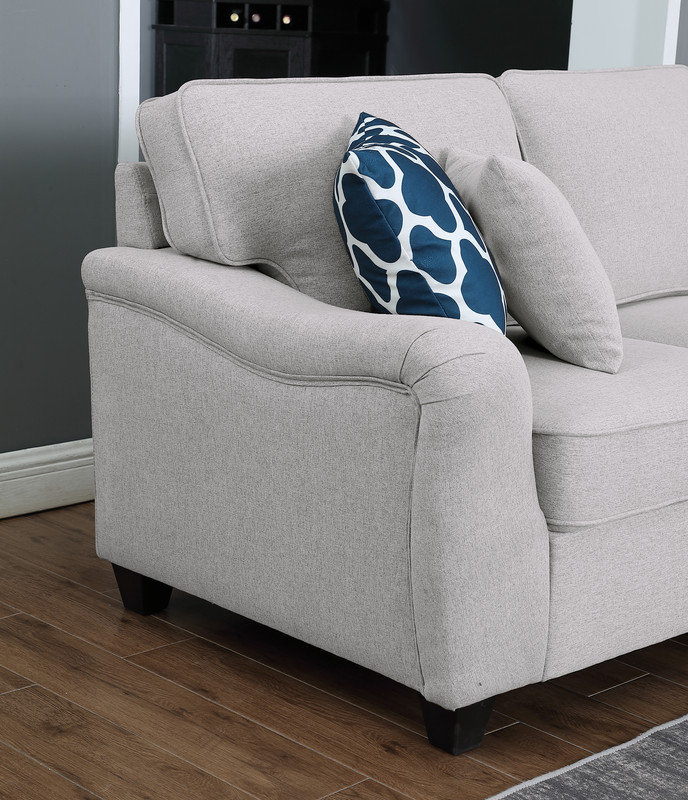 Ellis 8-Piece Modular L-Shape Linen Sectional Sofa and Ottoman