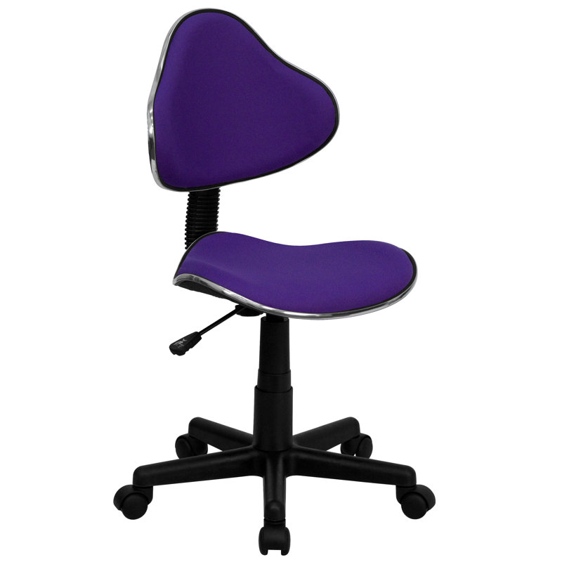  Chaise de bureau ergonomique et pivotante en tissu avec dossier et siège rembourrés, Violet