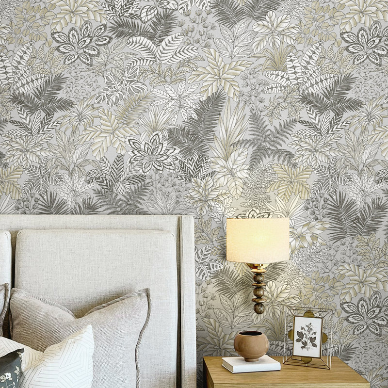 Rouleau de papier peint floral , Blanc