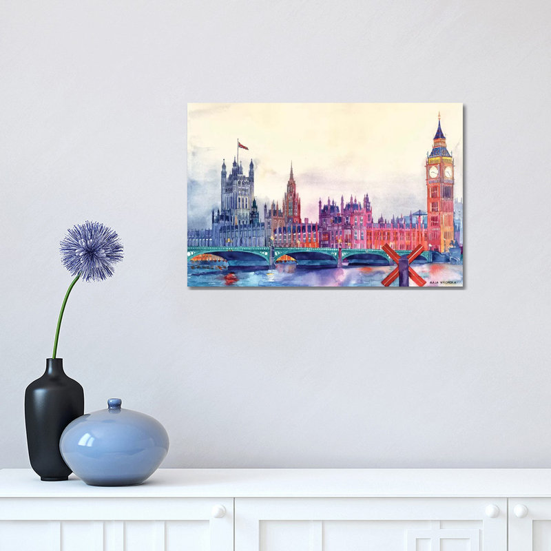 Sunset in London I 1 Piece Wrapped Canvas Painting, 30.48 cm H x 45.72 cm W